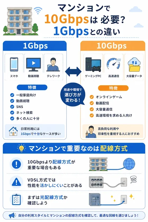 マンションで10Gbpsは必要?1Gbpsとの違い