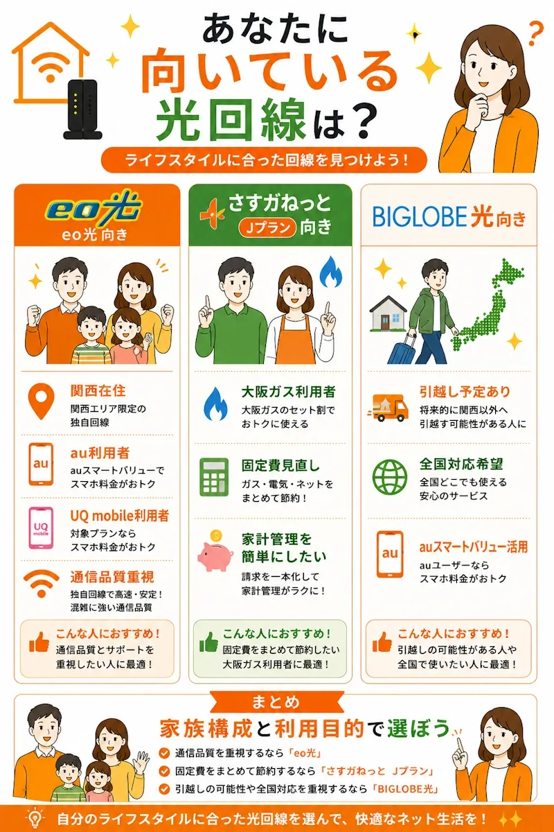 あなたに向いている光回線の比較図
