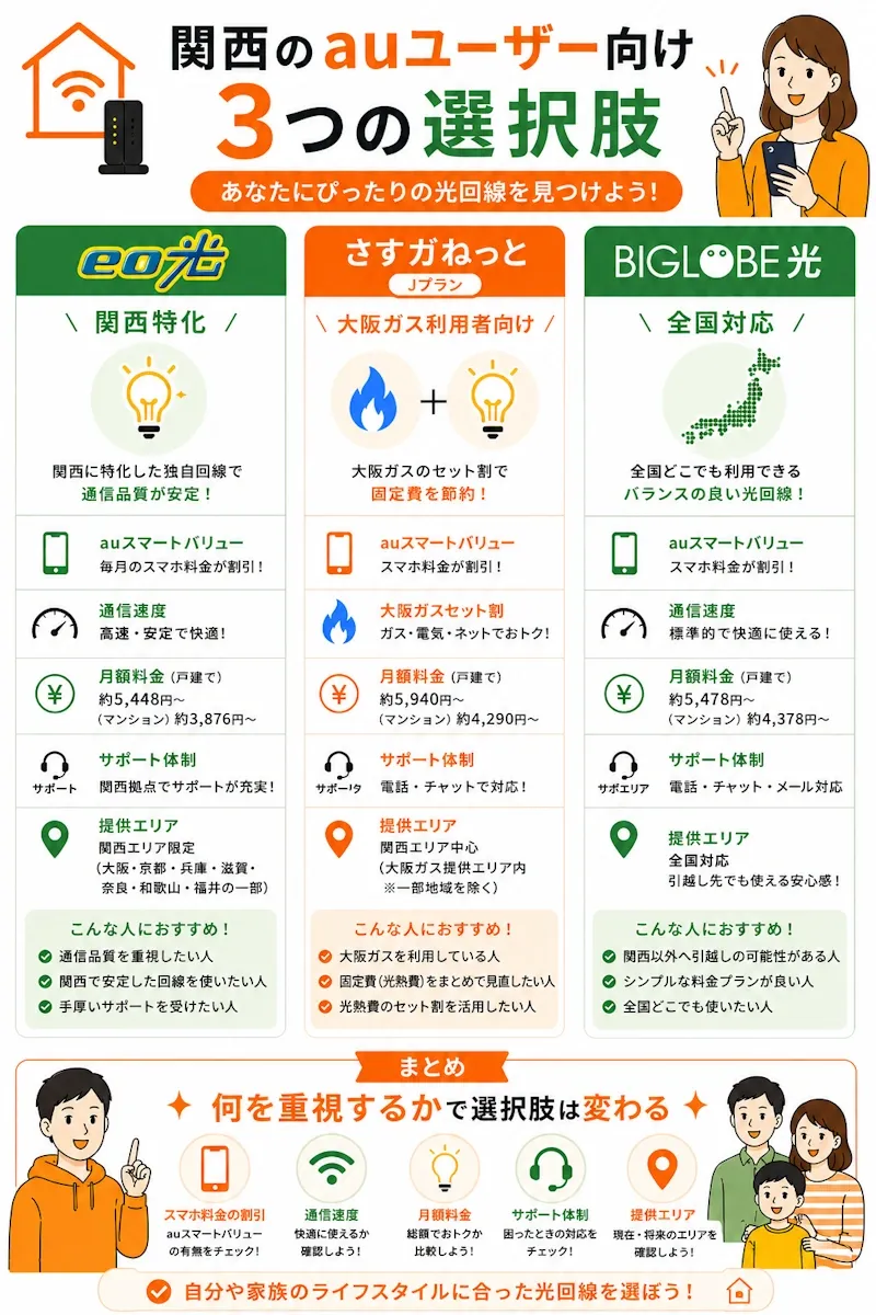 関西のauユーザー向け3つの選択肢