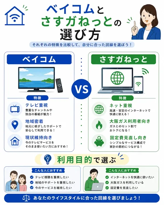 ベイコムとさすガねっとの選び方
