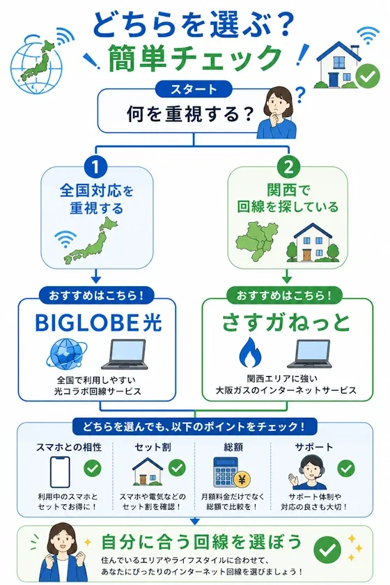 BIGLOBE光とさすガねっとで迷ったときの選び方