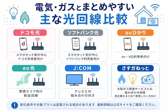 セット割がある主な光回線の比較
