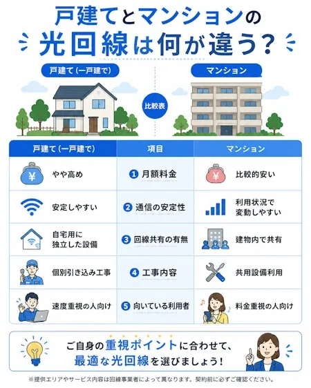 戸建てとマンションの違い比較図