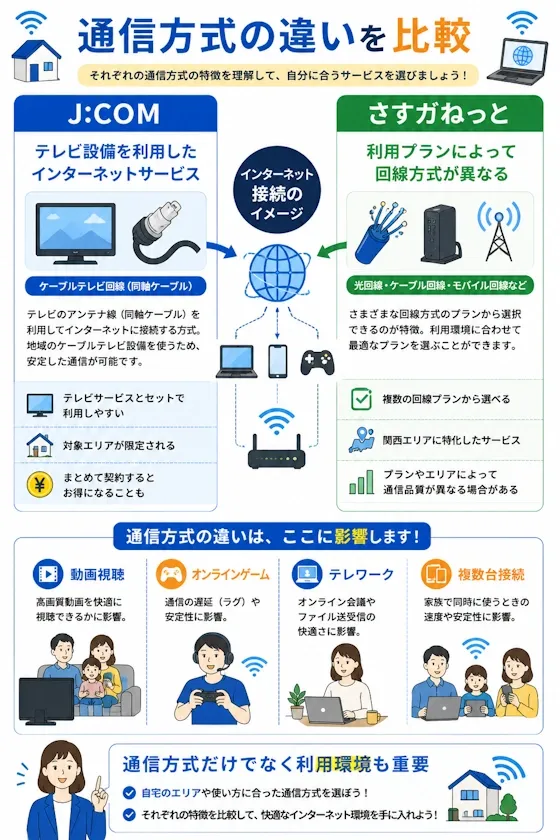通信方式の違いを比較