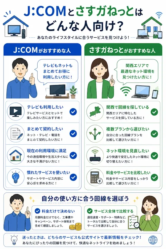 J:COMとさすガねっとはどんな人向けか