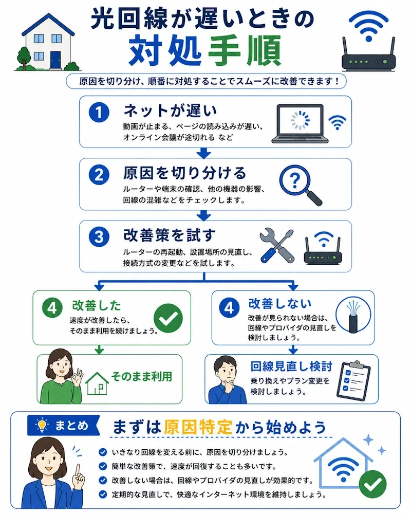光回線が遅いときの対処手順