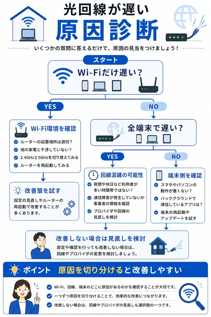 光回線が遅い原因診断