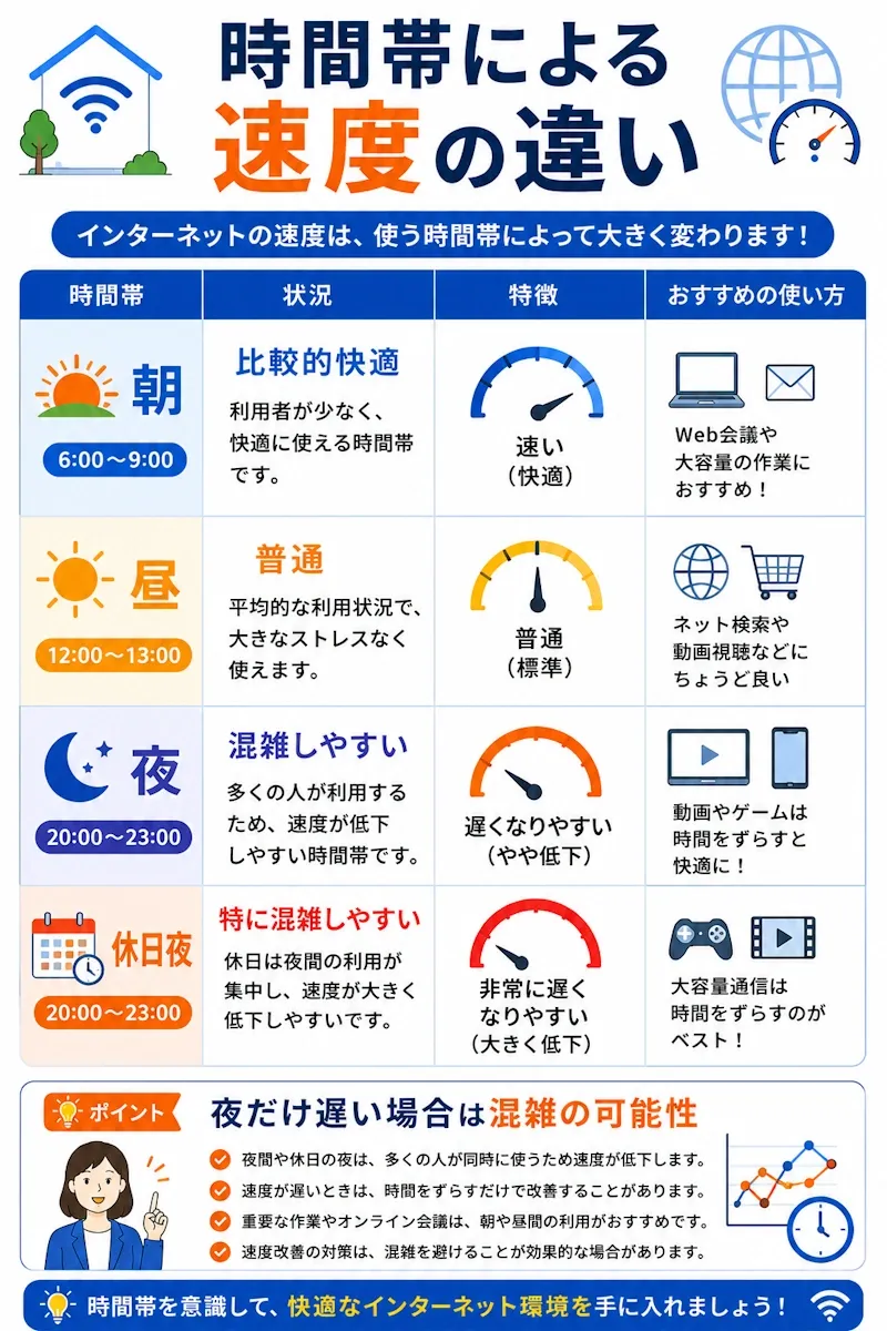 時間帯による速度の違い