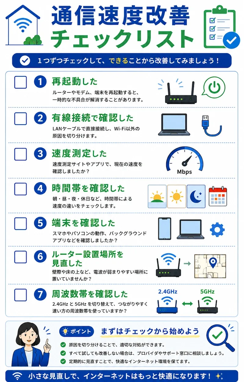 通信速度改善チェックリスト