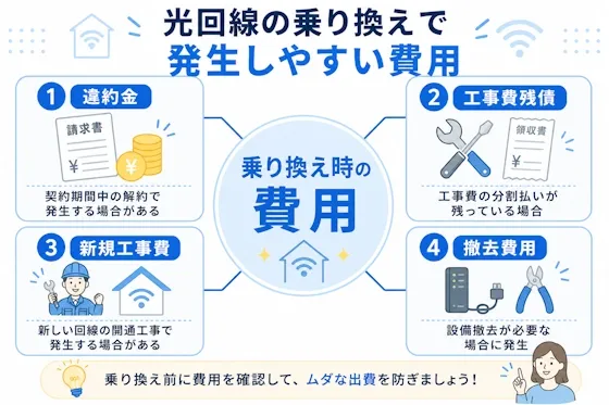 光回線の乗り換えで発生しやすい費用