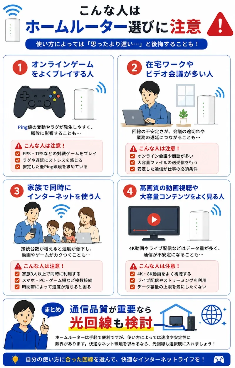 ホームルーターで後悔しやすいケース