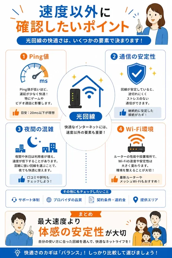 速度以外に確認したいポイント