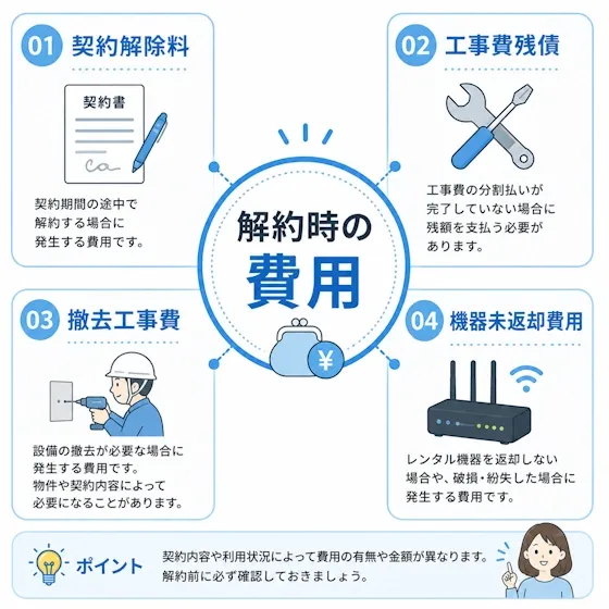 解約時に発生する可能性がある費用