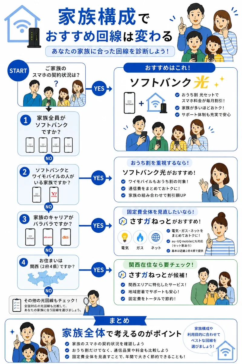 家族構成でおすすめ回線は変わる