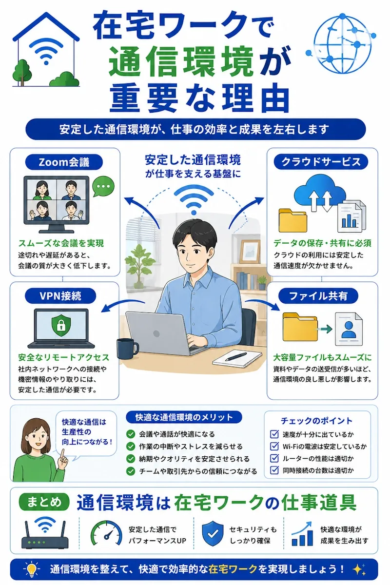在宅ワークと通信環境の関係図