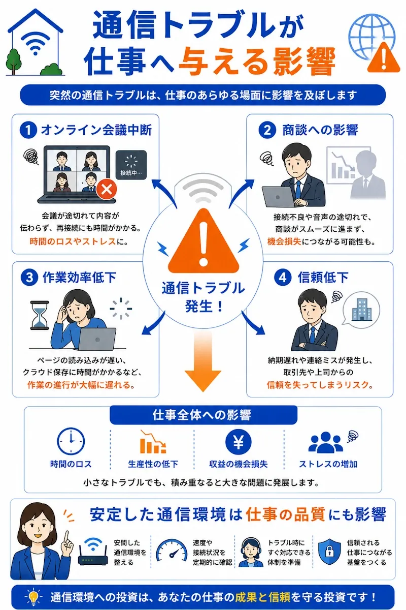 通信トラブルが仕事へ与える影響